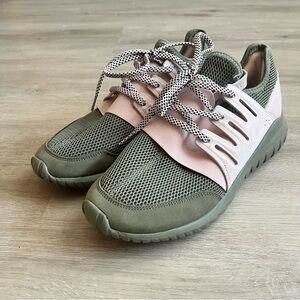 Adidas Tubular Radial Olive Green and Pink Women's Size 8